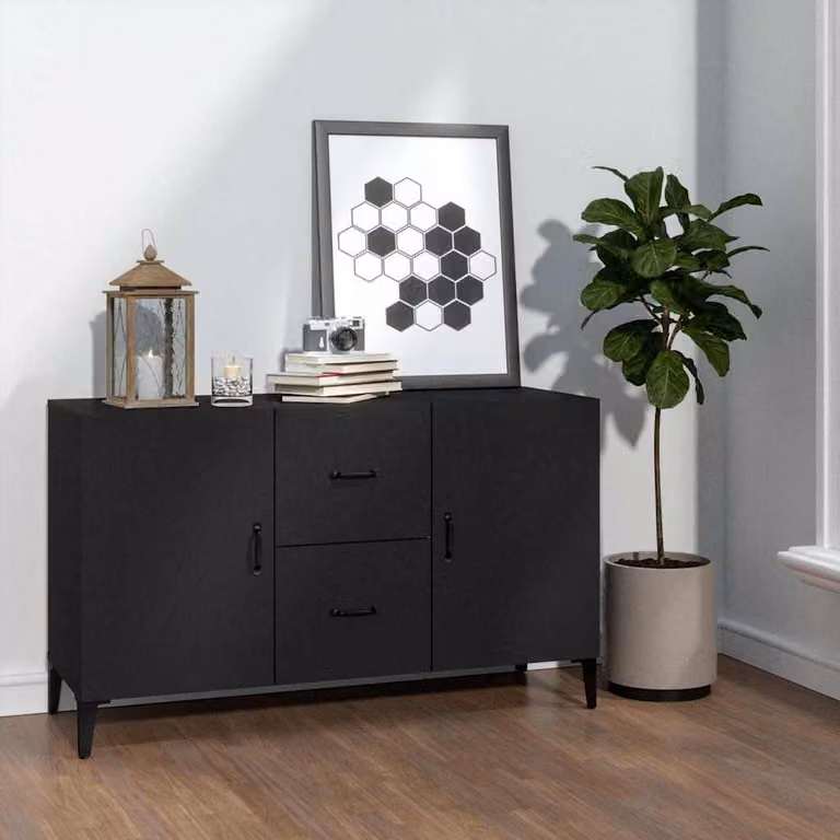 vidaXL Credenza Nera in Legno Multistrato L: 100 cm, P: 36 cm, H: 60 cm