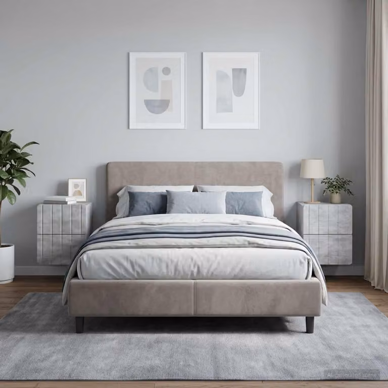 Set di 2 comodini sospesi vidaXL in stile moderno, colore grigio cemento, L 33 cm x P 34,5 cm x H 43 cm