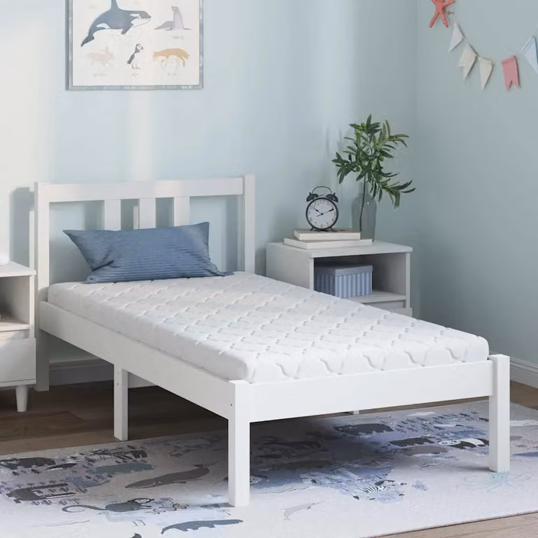 vidaXL Materasso Ibrido Bianco con Tessuto Geometrico L: 160 cm, P: 80 cm, H: 10,5 cm