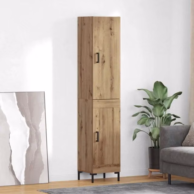Credenza Buffet Armadio da Cucina vidaXL in Rovere Marrone con Ante a Battente e Ripiani Interni L/P/H: 69,5 x 34 x 180 cm