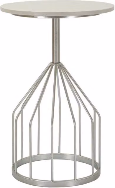 Tavolinetto Cup Mauro Ferretti in marmo e metallo argento, diametro: 37,5 cm, Altezza: 58 cm