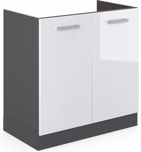 Mobile lavello cucina Vicco R-Line bianco lucido e antracite senza piano di lavoro L: 80 cm