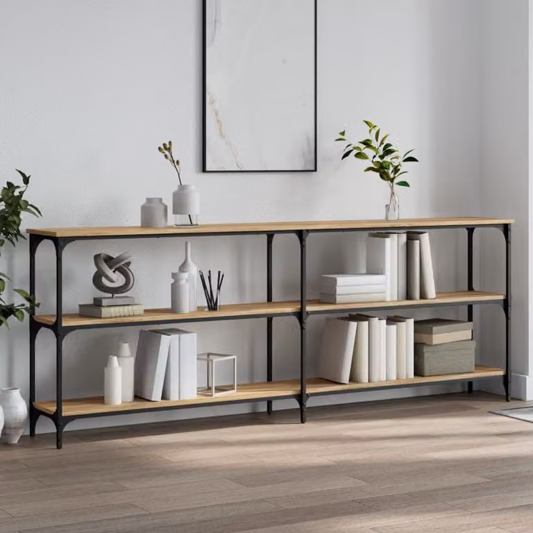 vidaXL Tavolo Consolle in Rovere Sonoma e Metallo, Colore Marrone, L 200 x P 29 x H 75 cm