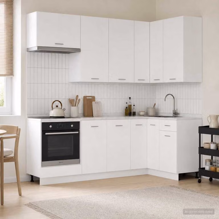 vidaXL Unità Cucina LYON Moderna 8 Pezzi Bianco Opaco in MDF