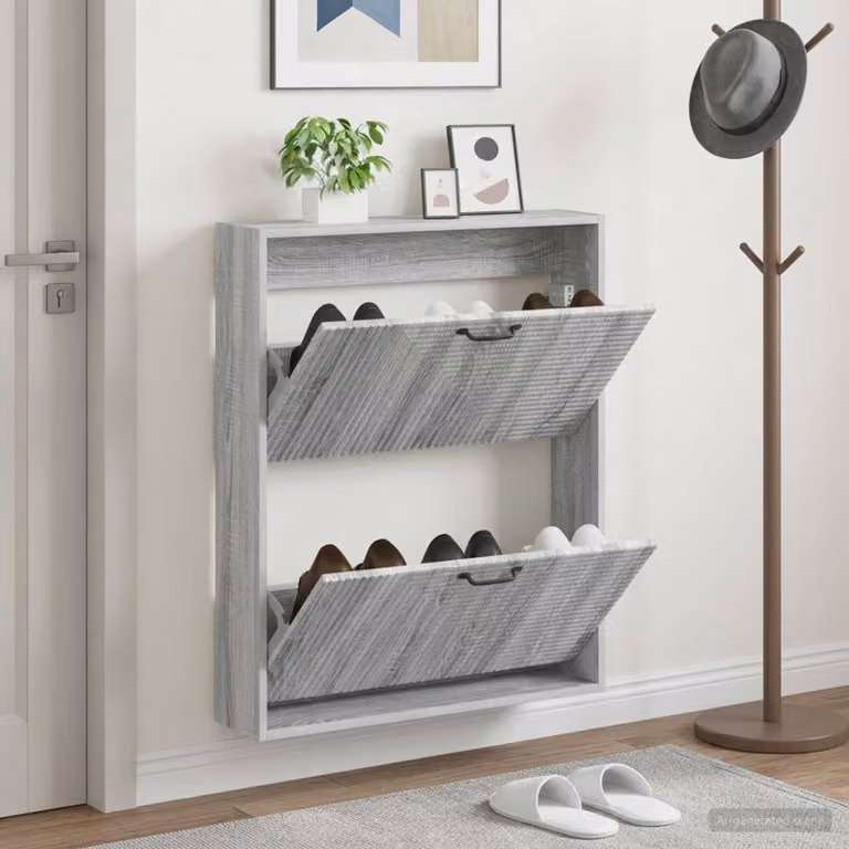 Mobiletto per scarpe da muro vidaXL HAARLEM moderno con scomparti basculanti, L: 71 cm, P: 17 cm, H: 86 cm