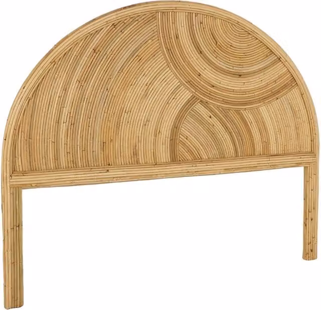 Testiera boho in rattan naturale e legno massello Sweeek, colore marrone naturale, L: 160 cm, H: 130 cm, P: 11 cm