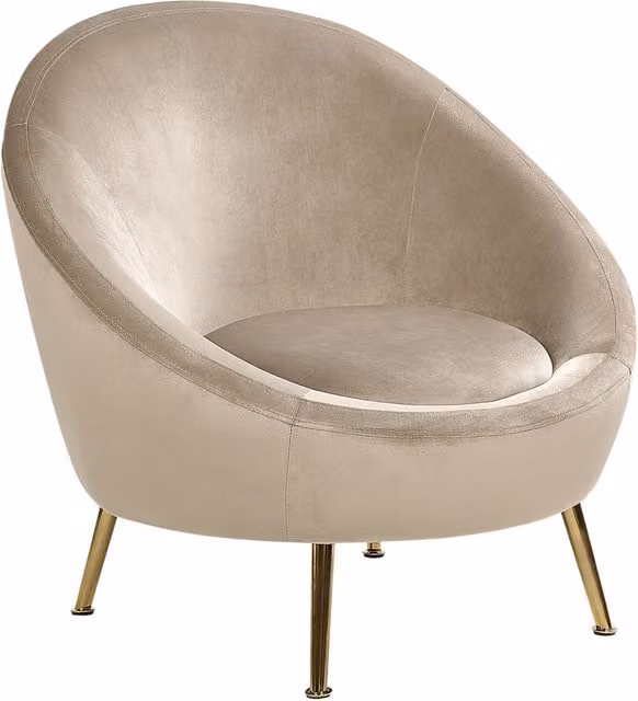 Sedia Poltrona Glamour in Velluto Beliani Grigio con Gambe in Metallo Lucido L: 76 cm, P: 80 cm, H: 81 cm
