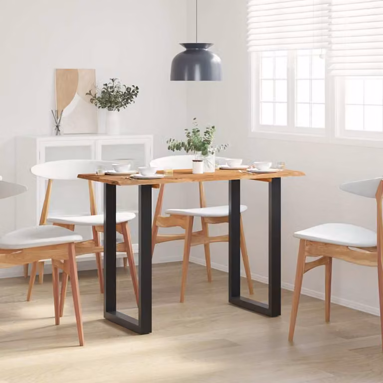 vidaXL Tavolo da Pranzo Rettangolare in Legno di Acacia e Metallo Stile Industrial, Colore Marrone e Nero, L 110 x P 50 x H 76 cm