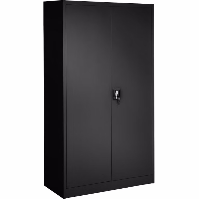 Armadio professionale tectake in metallo nero con ante a battente, asta appendiabiti e serratura, L/P/H: 80 x 40 x 180 cm
