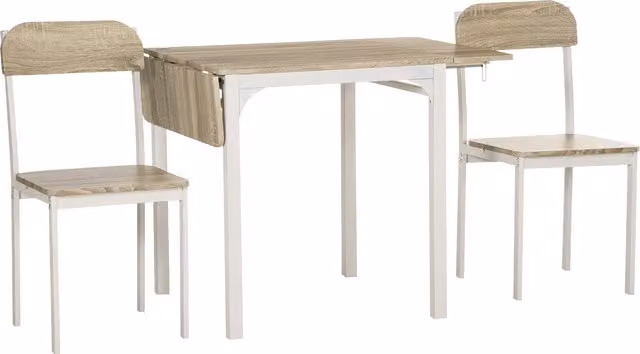 Set Tavolo da Pranzo Pieghevole e Consolle HOMCOM con 2 Sedie in Legno e Metallo, Design Scandinavo per Cucina e Soggiorno, Legno Naturale