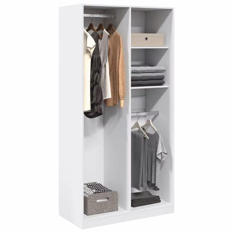 vidaXL Armadio Bianco con Ante a Battente in MDF L: 100 cm, P: 50 cm, H: 200 cm
