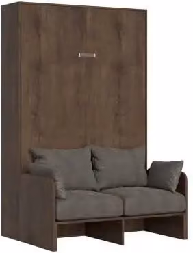 Letto a scomparsa una piazza e mezzo Kentaro Itamoby con divano, colore noce e grigio, L/P/H: 120 x 190 cm