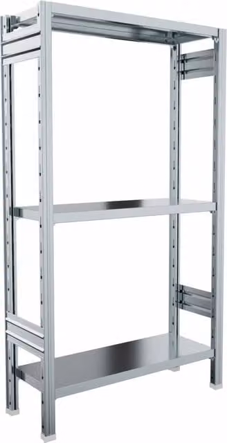 Scaffalatura in metallo zincato silver per magazzino e ufficio Castellani Shop L: 80 cm, P: 80 cm, H: 150 cm