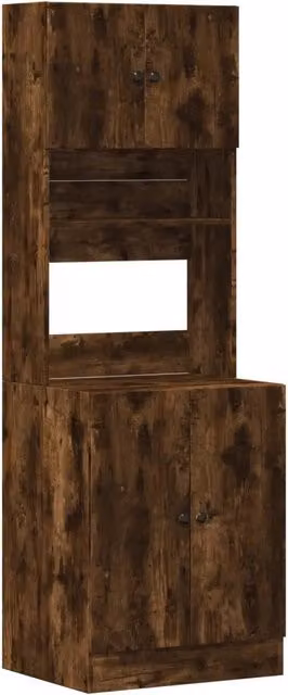 Mobile da cucina moderno HELLOSHOP26 in legno composito marrone con ante a battente e cassetti L/P/H: 60 x 50 x 180 cm