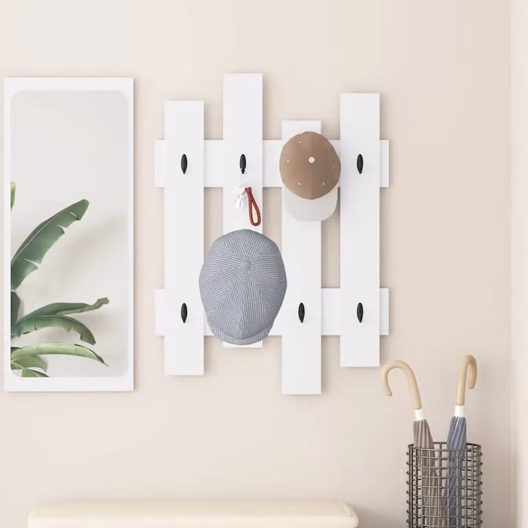 vidaXL Appendiabiti a muro moderno in MDF bianco L: 60 cm, P: 3 cm, H: 82 cm