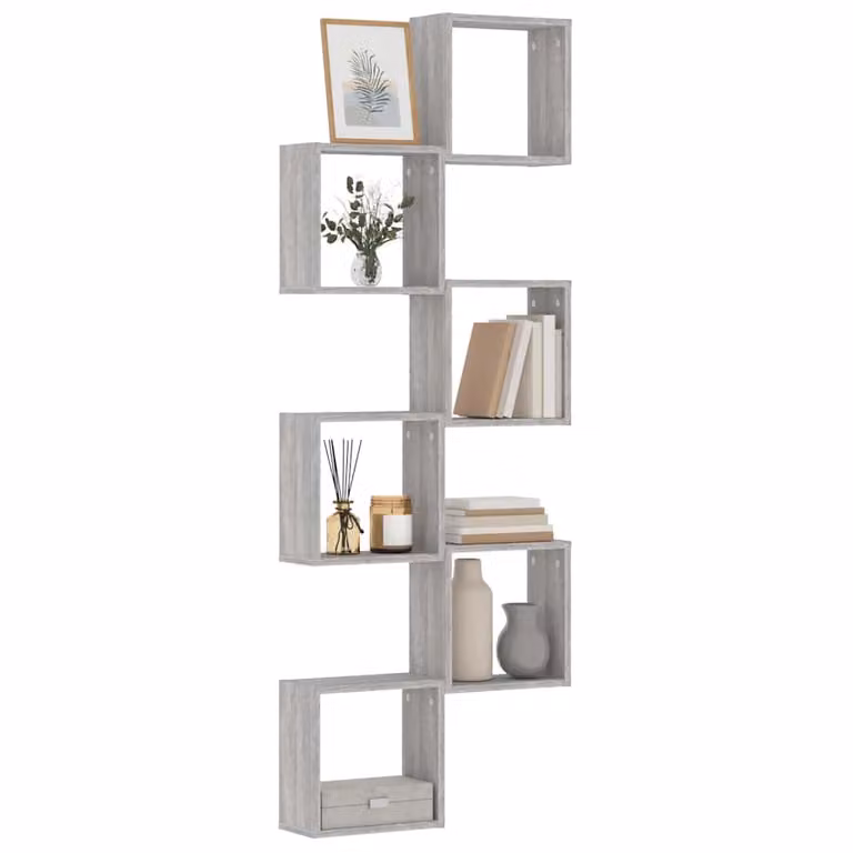 Set di 6 mensole a cubo vidaXL da parete, colore grigio, L 30 x P 15 x H 30 cm