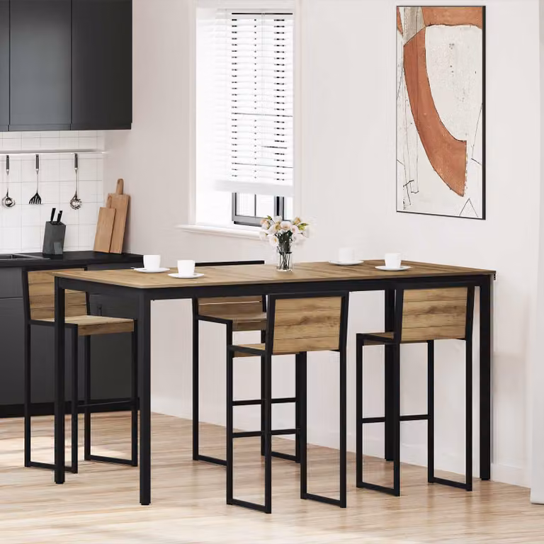 vidaXL Tavolo Bar Moderno Rettangolare in Legno Ingegnerizzato e Metallo, Nero e Marrone