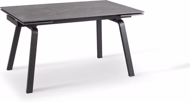 E-Stylo Tavolo allungabile moderno con top in pietra nero opaco e gambe in metallo antracite L: 140/200 cm, P: 80 cm, H: 76 cm