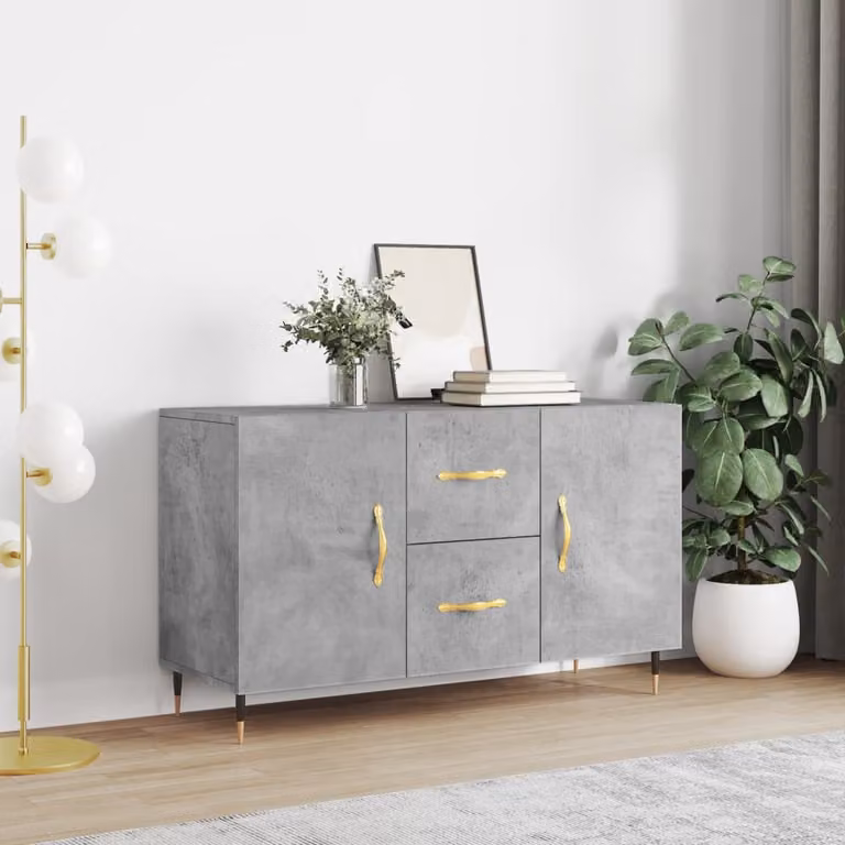 Credenza moderna vidaXL in legno multistrato e metallo, Grigio, L 100 x P 36 x H 60 cm
