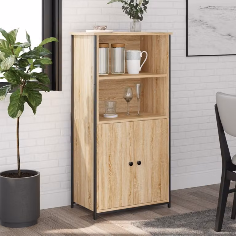 Credenza moderna vidaXL in legno multistrato color rovere Sonoma, L 62 cm x P 36 cm x H 121,5 cm