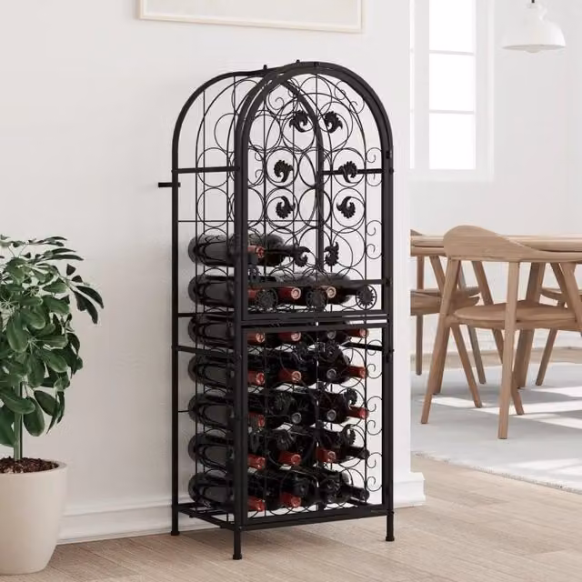Portavini vidaXL in ferro battuto nero per 41 bottiglie L/P/H: 45 x 36 x 120 cm