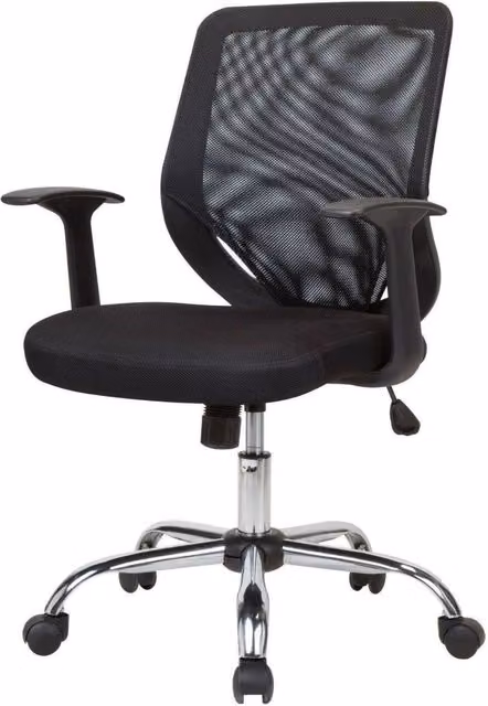 Sedia da ufficio Baradili, Poltrona direzionale ergonomica con braccioli e ruote, Nero, L: 60 cm, P: 54 cm, H: 90/98 cm
