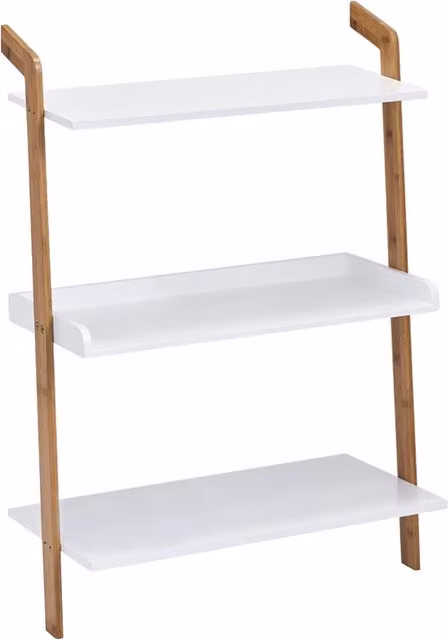 Organizer Zeller in Bamboo e MDF Bianco con 3 Ripiani Regolabili