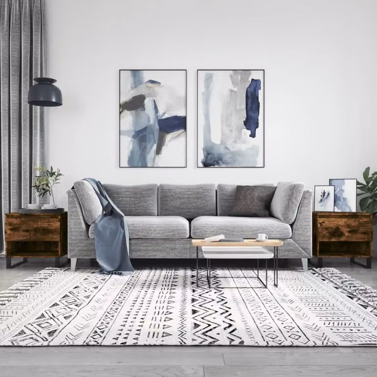 Set di 2 tavolini da salotto vidaXL in legno e metallo, colore rovere fumo, L/P/H: 50 x 46 x 50 cm