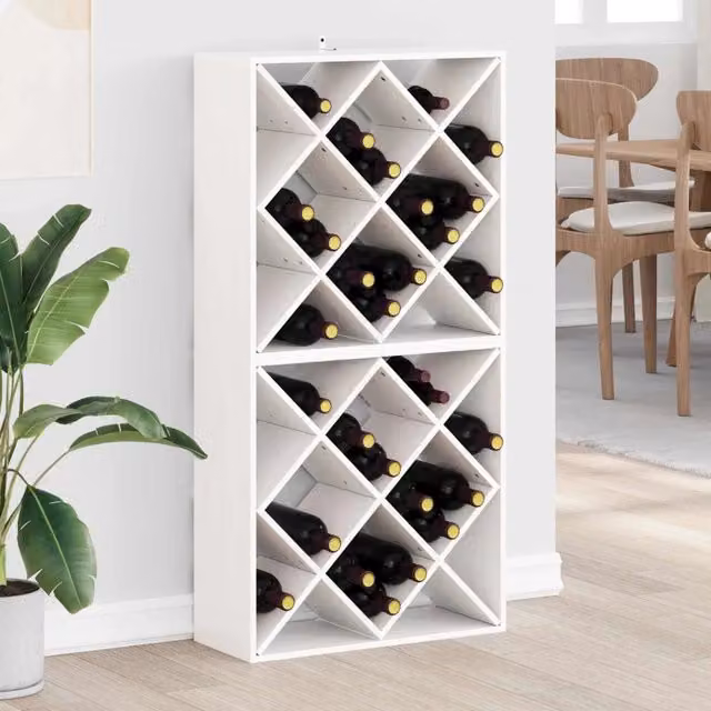 Set di 2 portabottiglie vidaXL in pino massello bianco, L 62 x P 25 x H 62 cm