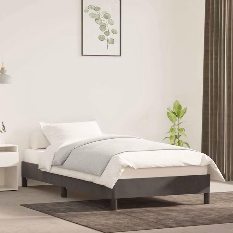 vidaXL Giroletto imbottito in velluto Grigio con doghe in legno L/P/H: 200 x 90 x 93 cm