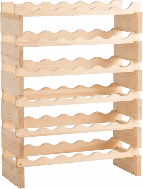 Set di 2 porta bottiglie in legno di pino naturale con 6 livelli per 36 bottiglie di vino, colore beige/marrone