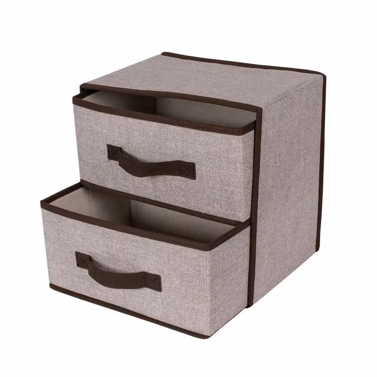 Organizer Scatola Salvaspazio VESTIAMO CASA con 2 Cassetti in Plastica Grigia, H 30 cm x L 30 cm x P 22 cm