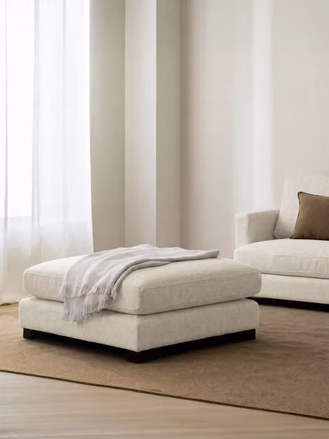 Pouf rettangolare Kenay Home Crate rivestito in tessuto beige, diametro 90 cm