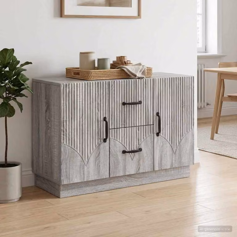 Credenza vidaXL in legno ingegnerizzato Grigio Sonoma, design minimalista per soggiorno, L 89 x P 34,5 x H 57 cm