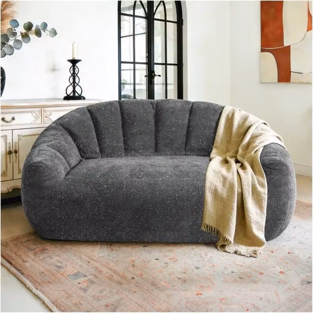 Divano bean bag REDOM con design zampa d'orso in flanella grigia