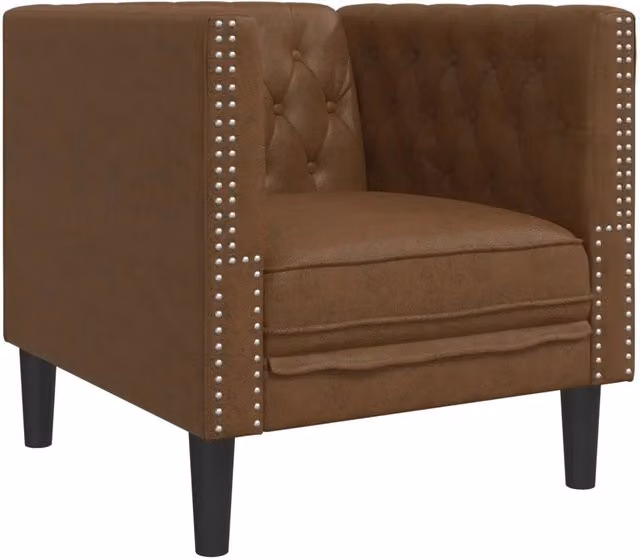 Poltrona Relax Chesterfield Marrone in Similpelle con Braccioli