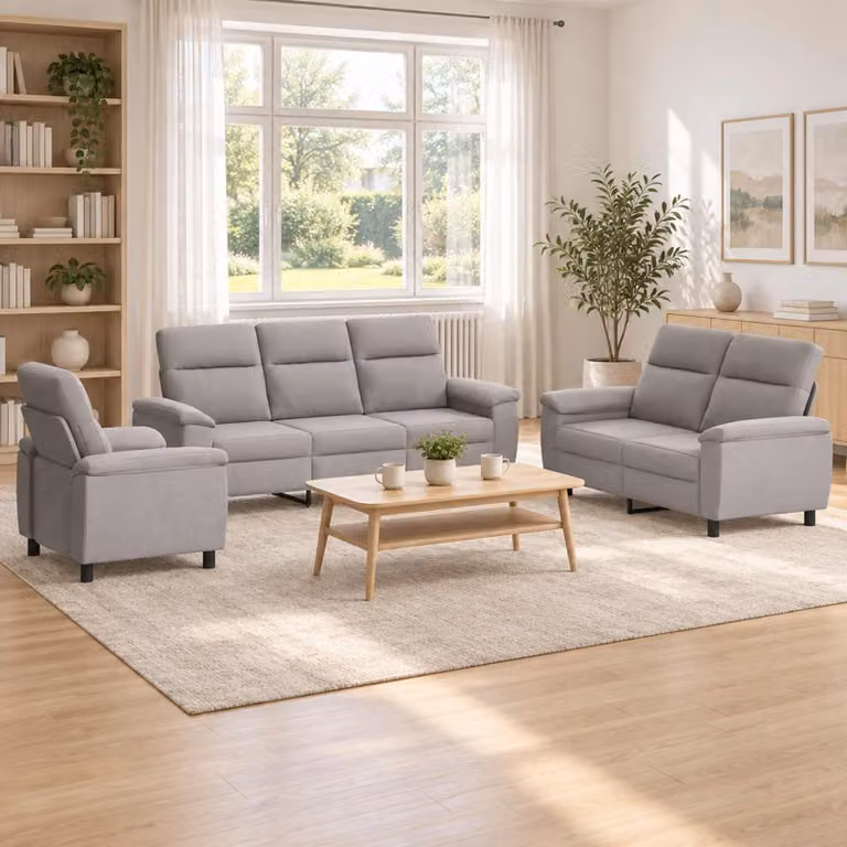 Set di divani moderno vidaXL in tessuto Grigio e Nero con struttura in metallo per soggiorno