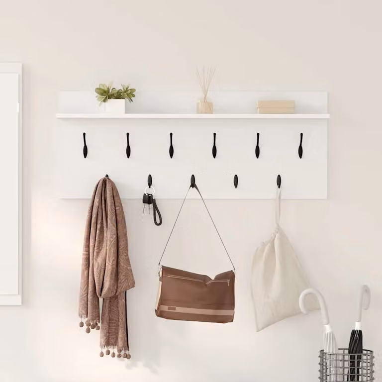 vidaXL Appendiabiti a muro minimalista in MDF bianco L: 100 cm, P: 40 cm, H: 12 cm
