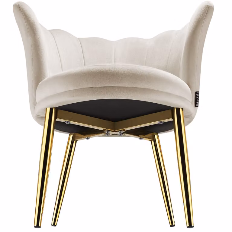 Poltrona Stella tectake in velluto beige e oro con braccioli, L/P/H: 67 x 64 x 76 cm