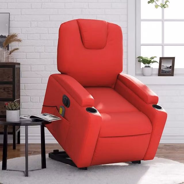 Poltrona Alzapersona Reclinabile Elettrica vidaXL in Similpelle Rossa con Braccioli per Senior
