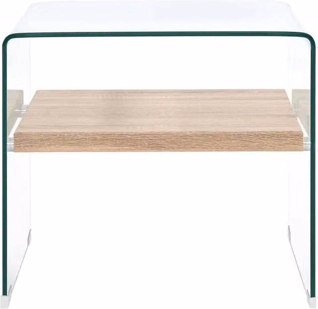 Tavolino da salotto quadrato vidaXL in vetro trasparente e MDF marrone L/P/H: 50 x 50 x 45 cm