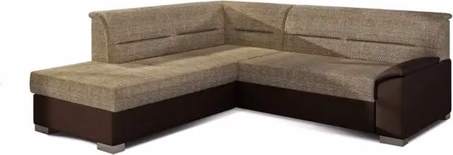 Divano angolare convertibile TROMSO MEUBLORAMA beige e marrone con angolo sinistro e contenitore