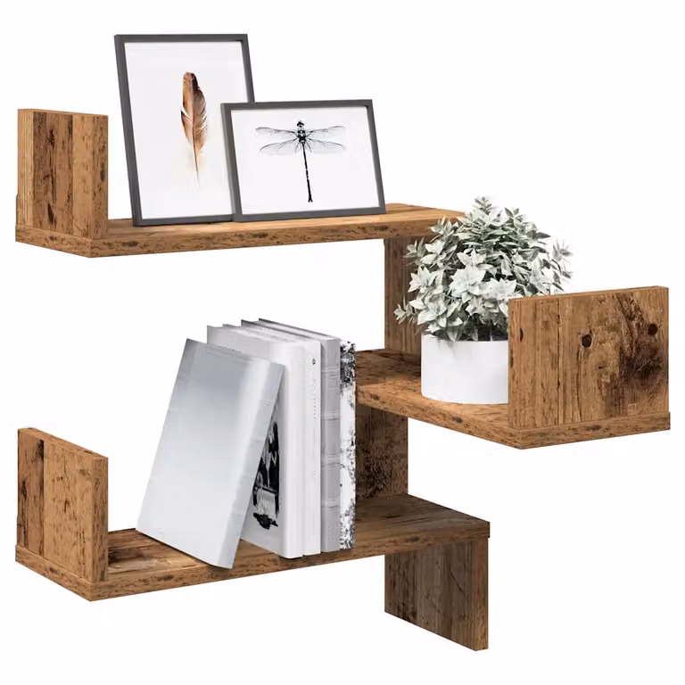 Scaffale da parete angolo vidaXL in legno color marrone, L 40 cm x P 40 cm x H 49,5 cm