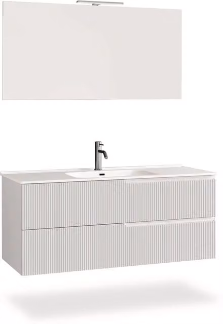 Composizione mobile bagno Venere AQA DESIGN 4 pezzi colore bianco opaco L: 121 cm, P: 46,5 cm, H: 190 cm
