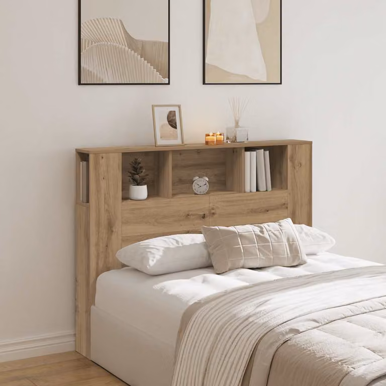 vidaXL Mobiletto con testiera in rovere artigianale marrone in legno ingegnerizzato L 140 cm, P 18,5 cm, H 102,5 cm