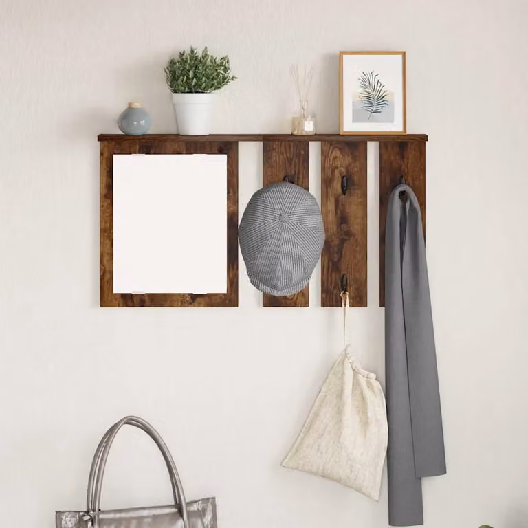 Appendiabiti a muro moderno vidaXL in legno Rovere fumo, L 85 x P 10 x H 45 cm