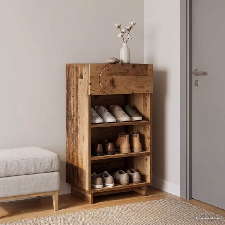 Scarpiera moderna vidaXL in legno marrone con ante e ripiani L/P/H: 48 x 38 x 87,5 cm