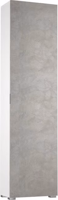 Scarpiera Terraneo con anta battente e ripiani interni, bianco e grigio cemento, L 50 x H 183 x P 30 cm