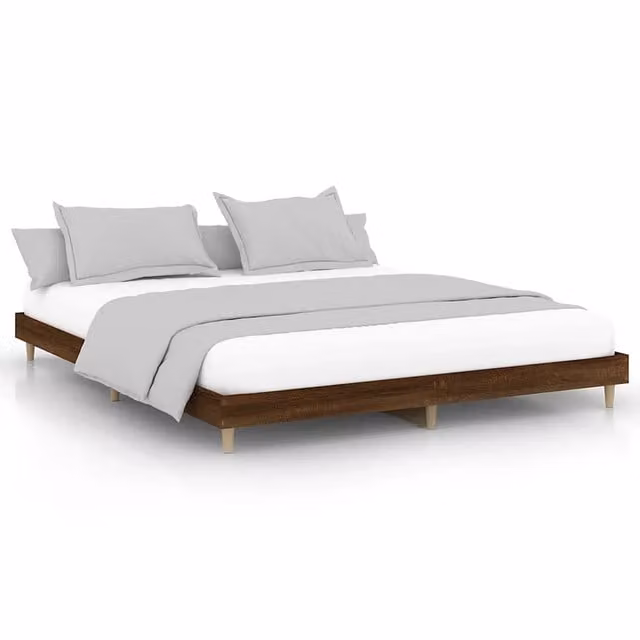 Letto matrimoniale Design In in rovere marrone con giroletto e doghe in legno L: 200 cm, P: 120 cm