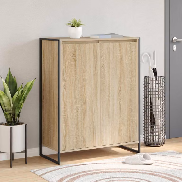 Mobile porta scarpe vidaXL in stile industriale, colore marrone, L/P/H: 79 x 36 x 100 cm